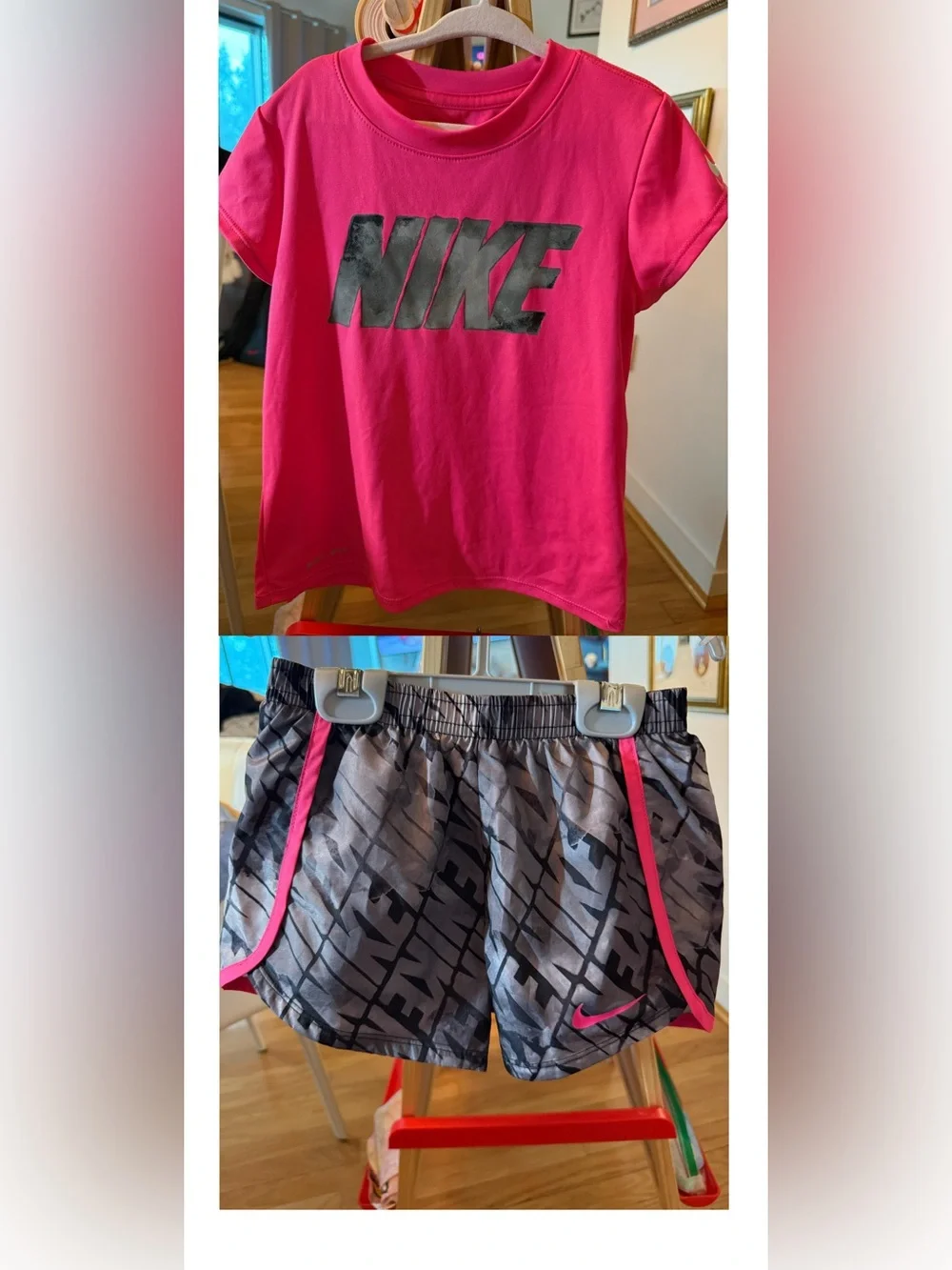 NIKE Girls 2pc shorts Set T-shirt Athletic Shorts 2 piece 6X Pink